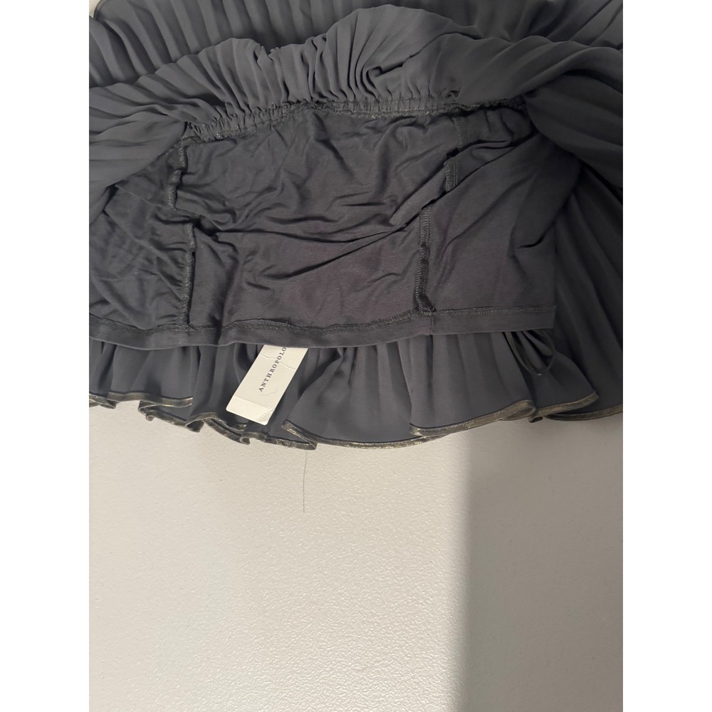 Anthropologie Gold Metallic Pleated Strapless Ruffle Crop Top Size 6 NWT - Picture 6 of 9